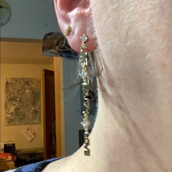 Anna & Ava Gold SPARKLY “LIVE•LAUGH•LOVE” Earrings - Picture 8 of 8